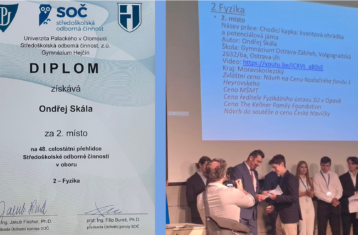 Zobrazit: Od školního projektu až mezi nejlepší mladé vědce. Ondřej Skála získal 2. místo v celostátním kole SOČ