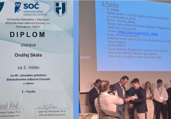 Zobrazit: Od školního projektu až mezi nejlepší mladé vědce. Ondřej Skála získal 2. místo v celostátním kole SOČ