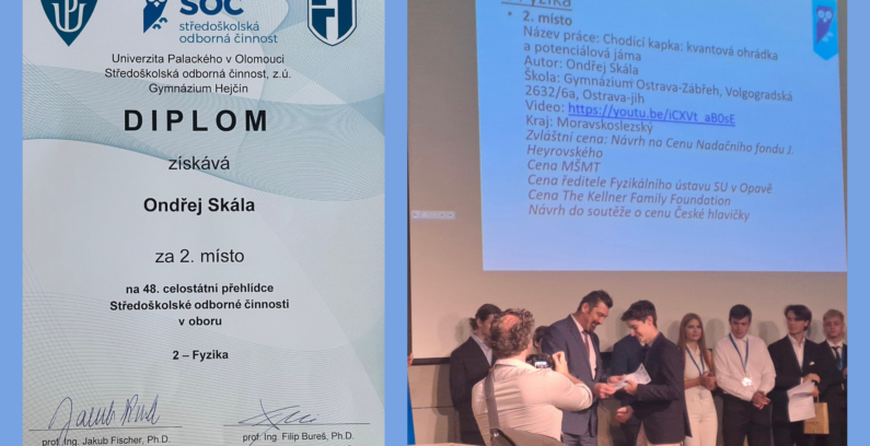 Zobrazit: Od školního projektu až mezi nejlepší mladé vědce. Ondřej Skála získal 2. místo v celostátním kole SOČ